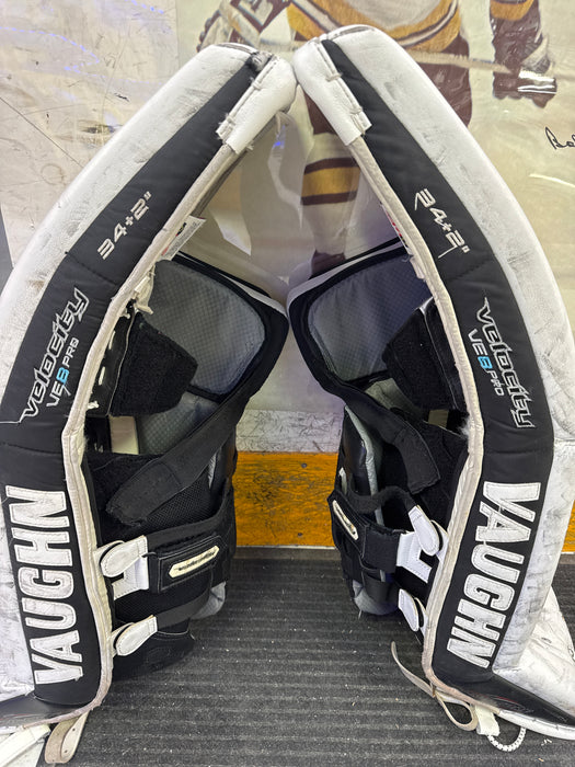 Used Vaughn Velocity VE8 Pro 34+2” Goalie Leg Pads