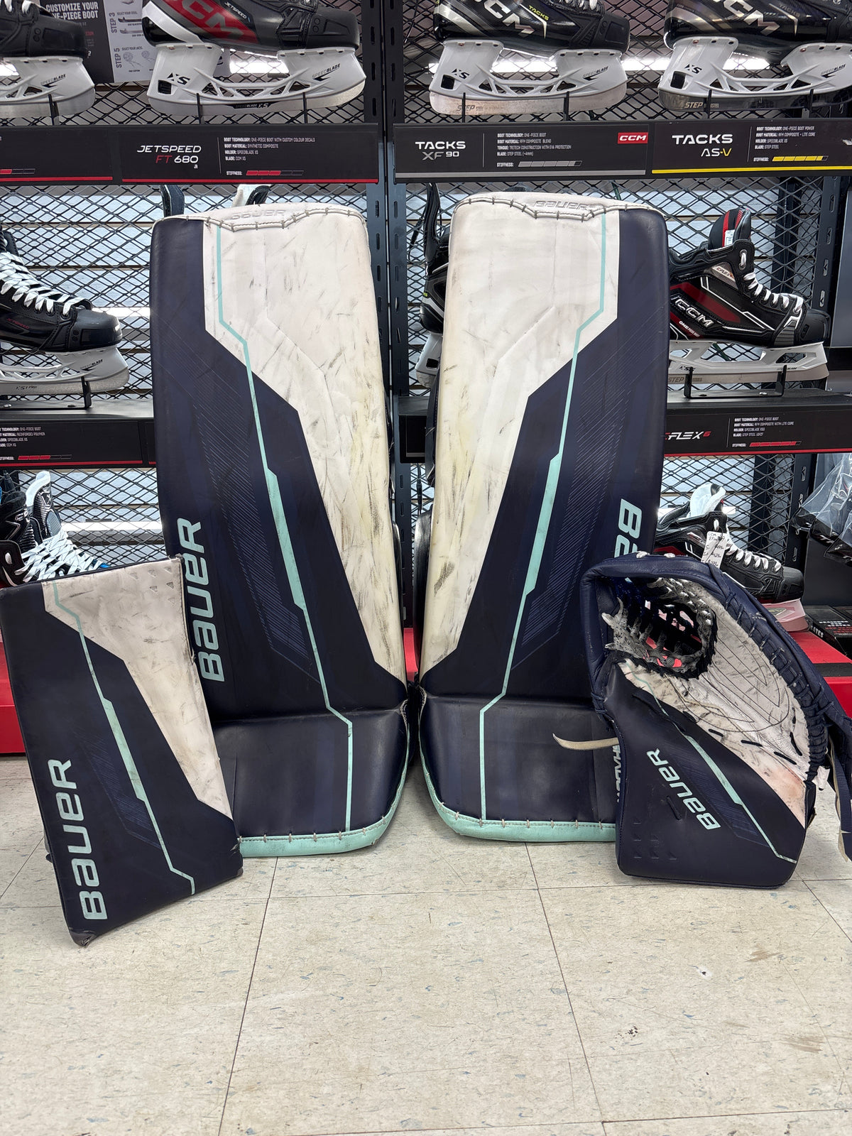 Used Pro Custom Bauer Shadow Goalie Set Pads/Catcher/Blocker — Crow's ...