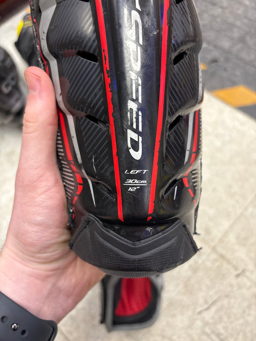 Used CCM JetSpeed FT390 12” Junior Shin Guards