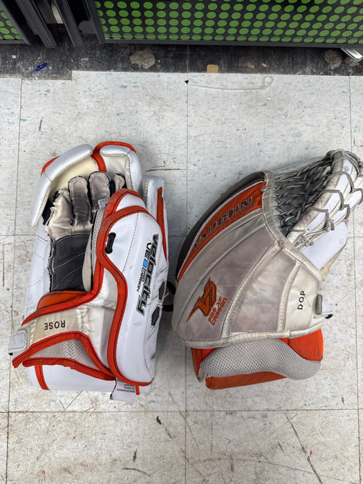 Used Vaughn V7 Goal Catcher and Blocker Senior Set