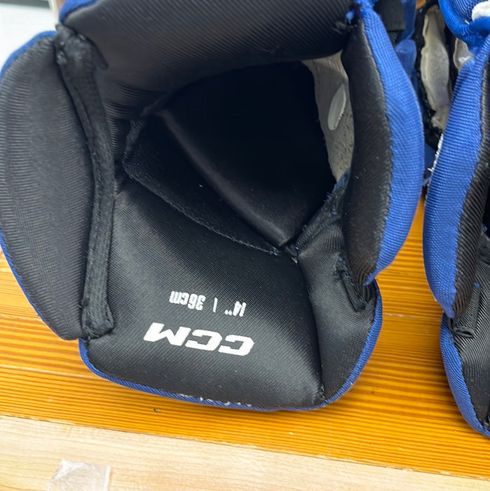 Used CCM Pro Stock 14” Gloves - R. Tverberg