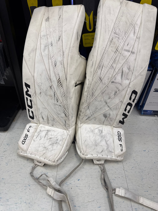 Used CCM Axis F5 28+1” Junior Goalie Leg Pads