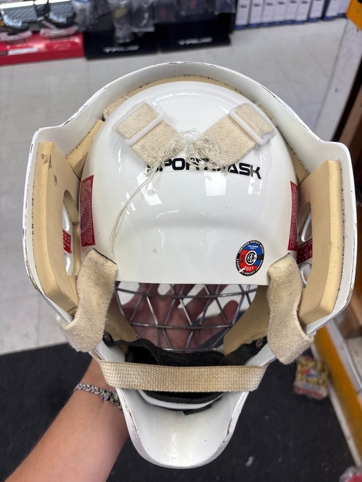 Used Sportmask X8 Senior Small Goalie Helmet (With Ringette Goal Cage)