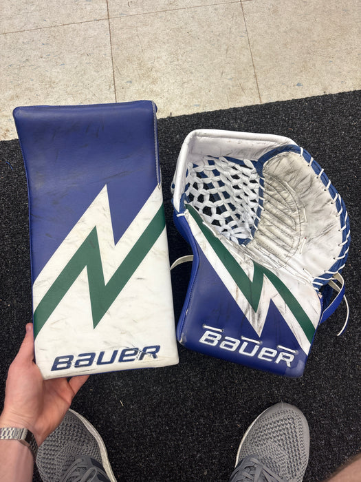 Used Bauer Supreme Mach Pro Stock Catcher and Blocker Set