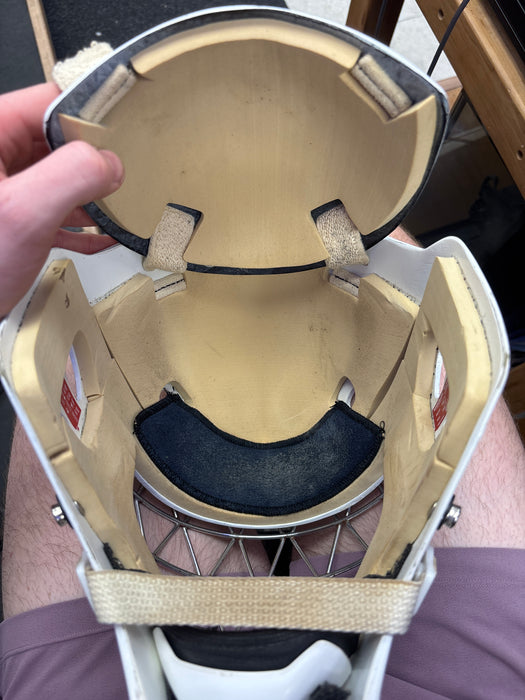 Used Sportmask X8 Senior Small Goalie Helmet (With Ringette Goal Cage)