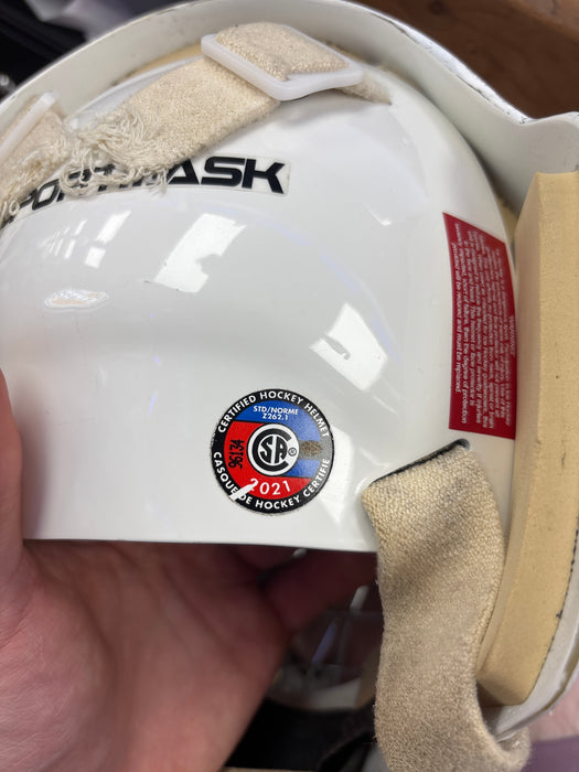 Used Sportmask X8 Senior Small Goalie Helmet (With Ringette Goal Cage)