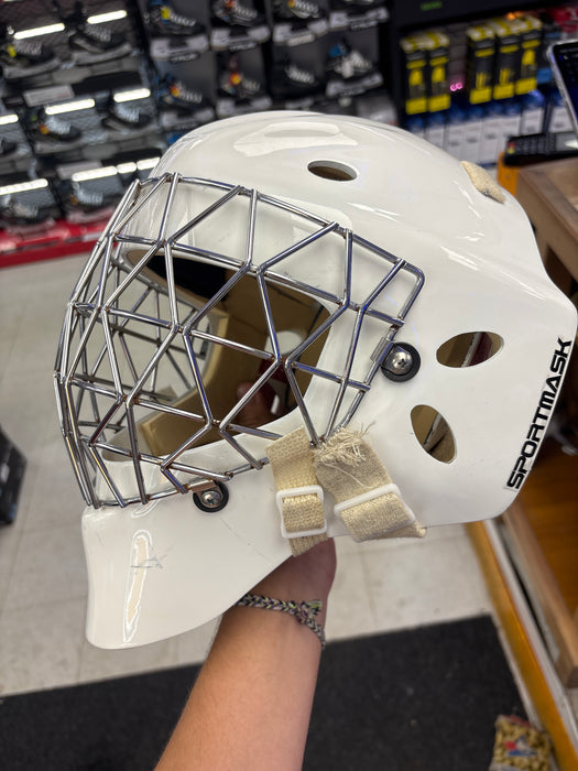 Used Sportmask X8 Senior Small Goalie Helmet (With Ringette Goal Cage)
