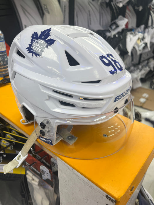 Used Bauer Re-Akt 150 Maple Leafs Pro Stock - V.Mete - Senior Medium Helmet