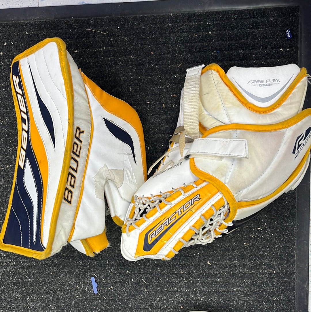 Used Bauer Reactor 2000 Junior Catcher Blocker Set — Crow's Sports Hockey