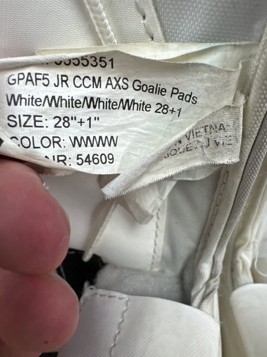 Used CCM Axis F5 28+1” Junior Goalie Leg Pads