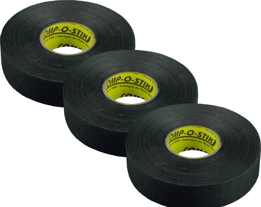 Comp-O-Stik Cloth Hockey Tape 3 Pack - Black