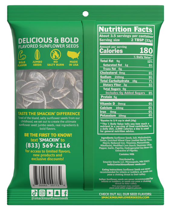 Smackin' Sunflower Seeds 4oz Bag