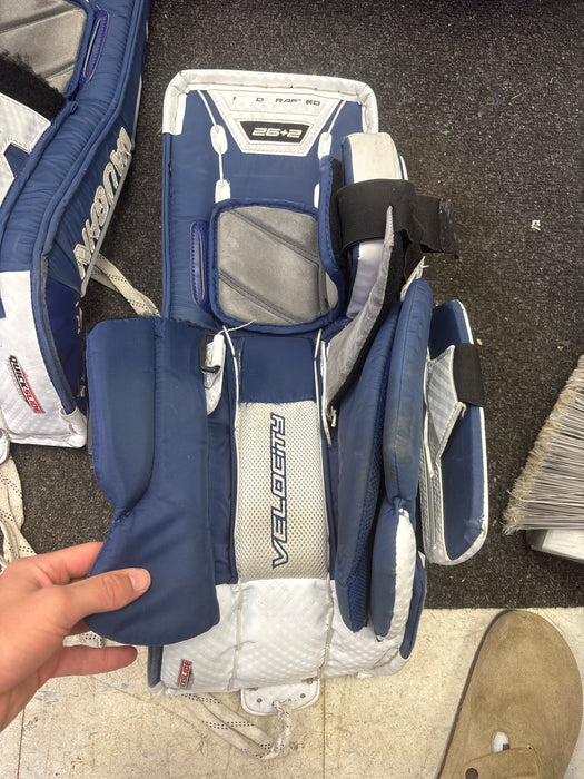 Used Vaughn Velocity V10 Goalie Leg Pads Size Junior 26+2